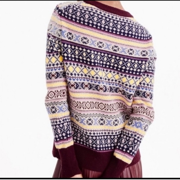 J. Crew Sequin Fair Isle Lambswool Sweater Size Small - Picture 2 of 11
